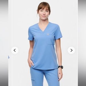 Figs Scrubs Catarina Top and Livingston Pants in Ceil Blue